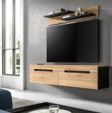 Wohnkombination Cooper in Artisan Eiche und grau, Set Lowboard 170 cm und Wandboard