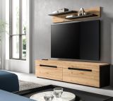 Wohnkombination Cooper in Artisan Eiche und grau, Set Lowboard 170 cm und Wandboard