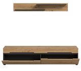 Wohnkombination Cooper in Artisan Eiche und grau, Set Lowboard 170 cm und Wandboard