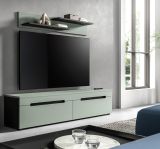 Wohnkombination Cooper in Salbei Gr�n und Basalt Grau TV-Lowboard h�ngend / stehend und Wandboard 170 cm