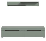 Wohnkombination Cooper in Salbei Gr�n und Basalt Grau TV-Lowboard h�ngend / stehend und Wandboard 170 cm
