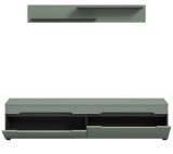 Wohnkombination Cooper in Salbei Gr�n und Basalt Grau TV-Lowboard h�ngend / stehend und Wandboard 170 cm
