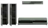 Wohnwand Cooper Salbei Grn und Basalt Grau 4-teilig hngend / stehend 272 cm, Soft-Close