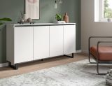 Sideboard Gelia in wei mit schwarz Kommode 160 x 84 cm, Soft-Close