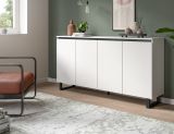 Sideboard Gelia in wei mit schwarz Kommode 160 x 84 cm, Soft-Close