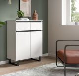 Kommode Gelia in wei und schwarz Highboard 80 x 99 cm, Soft-Close