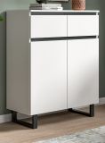 Kommode Gelia in wei und schwarz Highboard 80 x 99 cm, Soft-Close