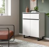Kommode Gelia in wei und schwarz Highboard 80 x 99 cm, Soft-Close