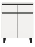 Kommode Gelia in wei und schwarz Highboard 80 x 99 cm, Soft-Close