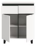Kommode Gelia in wei und schwarz Highboard 80 x 99 cm, Soft-Close