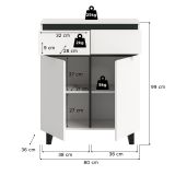 Kommode Gelia in wei und schwarz Highboard 80 x 99 cm, Soft-Close