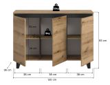 Sideboard Gelia in Evoke Eiche und schwarz Kommode 120 x 84 cm, Soft-Close