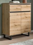 Kommode Gelia in Evoke Eiche und schwarz Highboard 80 x 99 cm, Soft-Close