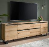 TV-Lowboard Gelia in Evoke Eiche und schwarz TV Unterteil 188 x 65 cm, Soft-Close und Komforthhe