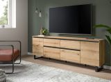 TV-Lowboard Gelia in Evoke Eiche und schwarz TV Unterteil 188 x 65 cm, Soft-Close und Komforthhe