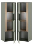 Vitrine Center in Salbei und Barista Eiche Vitrinenschrank 50 x 155 cm
