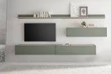 Wohnwand Center in Salbei und Barista Eiche Set 5-teilig mit XXL TV-Board 340 cm