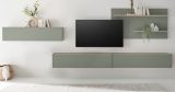 Wohnwand Center in Salbei und Barista Eiche Set 4-teilig mit XXL-TV-Schrank 400 cm