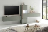 Wohnwand Center in Salbei und Barista Eiche Wohnkombination Set 3-teilig 350 cm