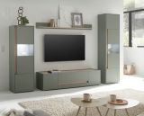 Wohnwand Center in Salbei und Barista Eiche Wohnkombination Set 4-teilig 310 cm