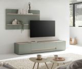 Wohnwand Center in Salbei und Barista Eiche Wohnkombination Set 2-teilig 300 cm