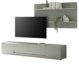 Wohnwand Center in Salbei und Barista Eiche Wohnkombination Set 2-teilig 300 cm