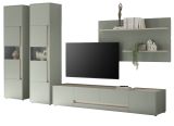 Wohnwand Center in Salbei und Barista Eiche Wohnkombination Set 4-teilig mit XL-TV-Schrank 400 cm