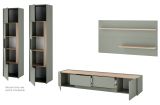 Wohnwand Center in Salbei und Barista Eiche Wohnkombination Set 4-teilig mit XL-TV-Schrank 400 cm