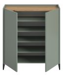 Schuhschrank Borga in Salbei und Artisan Eiche Flur Kommode 90 x 97 cm, Soft-Close