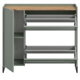 Schuhkipper Borga in Salbei und Artisan Eiche Schuhschrank 110 x 94 cm, Soft-Close