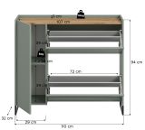 Schuhkipper Borga in Salbei und Artisan Eiche Schuhschrank 110 x 94 cm, Soft-Close