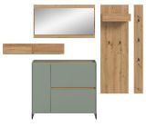 Garderobe Set 5-teilig Borga in Salbei und Artisan Eiche 236 x 192 cm, Soft-Close