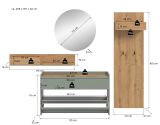 Garderobe Set 4-teilig Borga in Salbei und Artisan Eiche 205 x 197 cm
