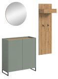 Garderobe Set 3-teilig Borga in Salbei und Artisan Eiche 155 x 197 cm, Soft-Close