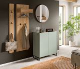 Garderobe Set 4-teilig Borga in Salbei und Artisan Eiche 186 x 197 cm, Soft-Close