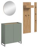 Garderobe Set 4-teilig Borga in Salbei und Artisan Eiche 186 x 197 cm, Soft-Close