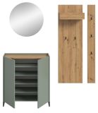 Garderobe Set 4-teilig Borga in Salbei und Artisan Eiche 186 x 197 cm, Soft-Close