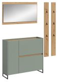 Garderobe Set 4-teilig Borga in Salbei und Artisan Eiche 172 x 197 cm, Soft-Close