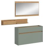 Garderobe Set 3-teilig Borga in Salbei und Artisan Eiche 140 x 197 cm