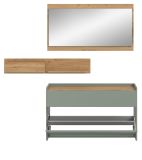 Garderobe Set 3-teilig Borga in Salbei und Artisan Eiche 140 x 197 cm