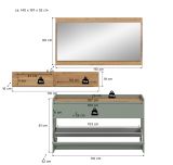 Garderobe Set 3-teilig Borga in Salbei und Artisan Eiche 140 x 197 cm