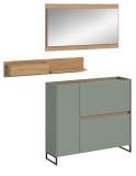 Garderobe Set 3-teilig Borga in Salbei und Artisan Eiche 140 x 192 cm, Soft-Close