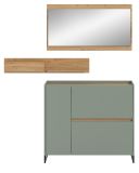 Garderobe Set 3-teilig Borga in Salbei und Artisan Eiche 140 x 192 cm, Soft-Close
