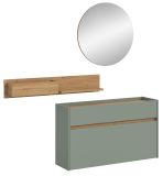 Garderobe Set 3-teilig Borga in Salbei und Artisan Eiche 140 x 197 cm