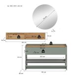 Garderobe Set 3-teilig Borga in Salbei und Artisan Eiche 140 x 197 cm