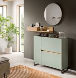 Garderobe Set 3-teilig Borga in Salbei und Artisan Eiche 140 x 197 cm, Soft-Close