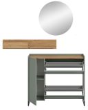 Garderobe Set 3-teilig Borga in Salbei und Artisan Eiche 140 x 197 cm, Soft-Close