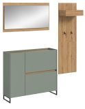 Garderobe Set 3-teilig Borga in Salbei und Artisan Eiche 175 x 192 cm, Soft-Close