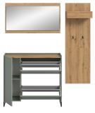 Garderobe Set 3-teilig Borga in Salbei und Artisan Eiche 175 x 192 cm, Soft-Close