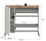 Schuhkipper Borga in wei und Artisan Eiche Schuhschrank 110 x 94 cm, Soft-Close